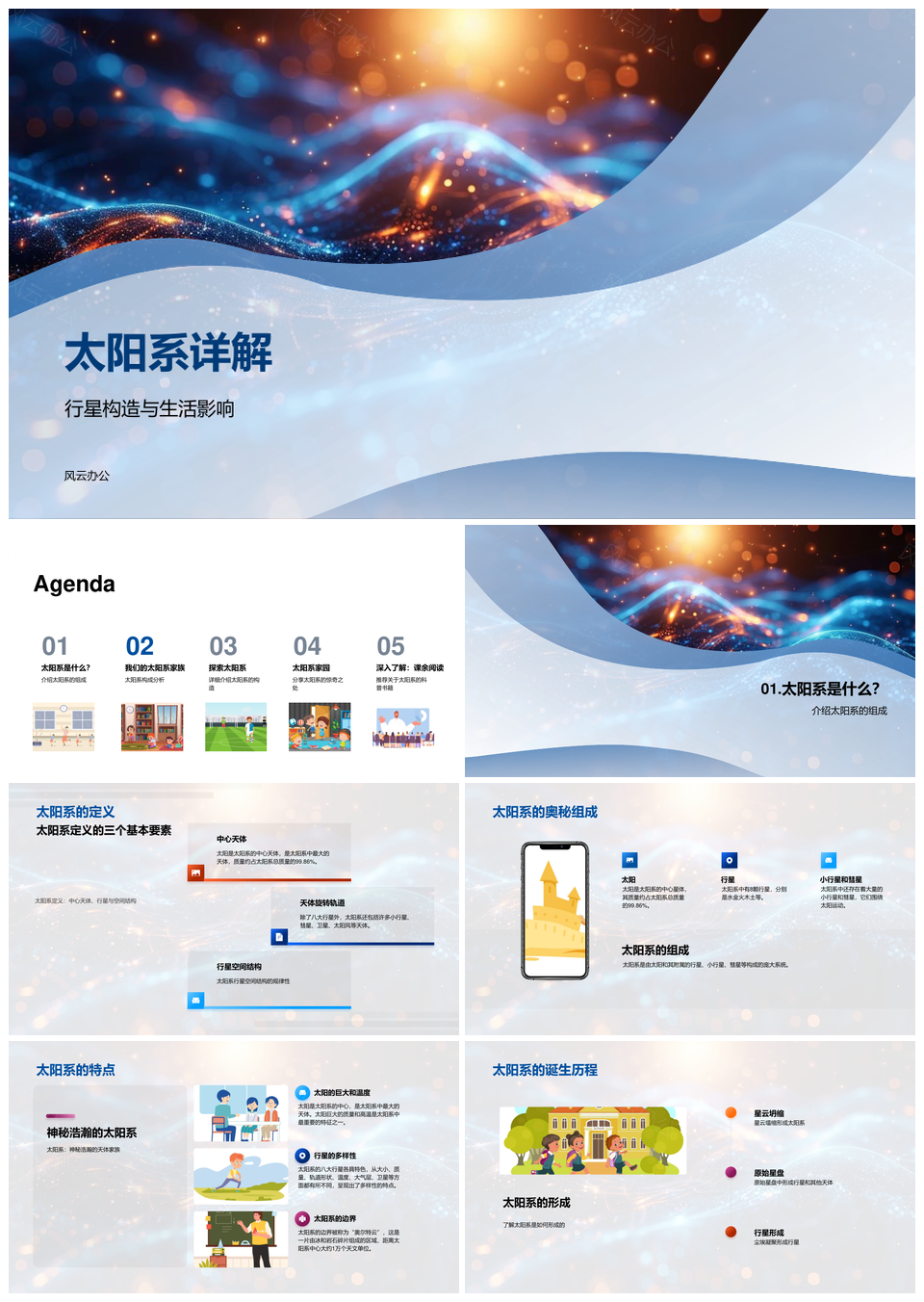 2025太阳系行星小行星彗星家族构造解析PPT模板