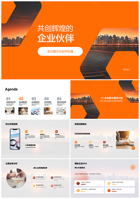 实力企业伙伴共创辉煌荣耀合作案例PPT模板