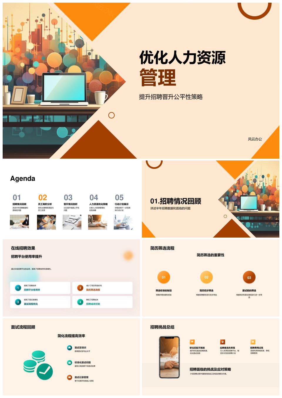 优化人力资源管理在线招聘离职分析晋升软件PPT模板