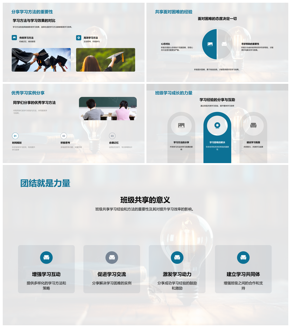 高效学习成效提升方法计划班级共享书PPT模板