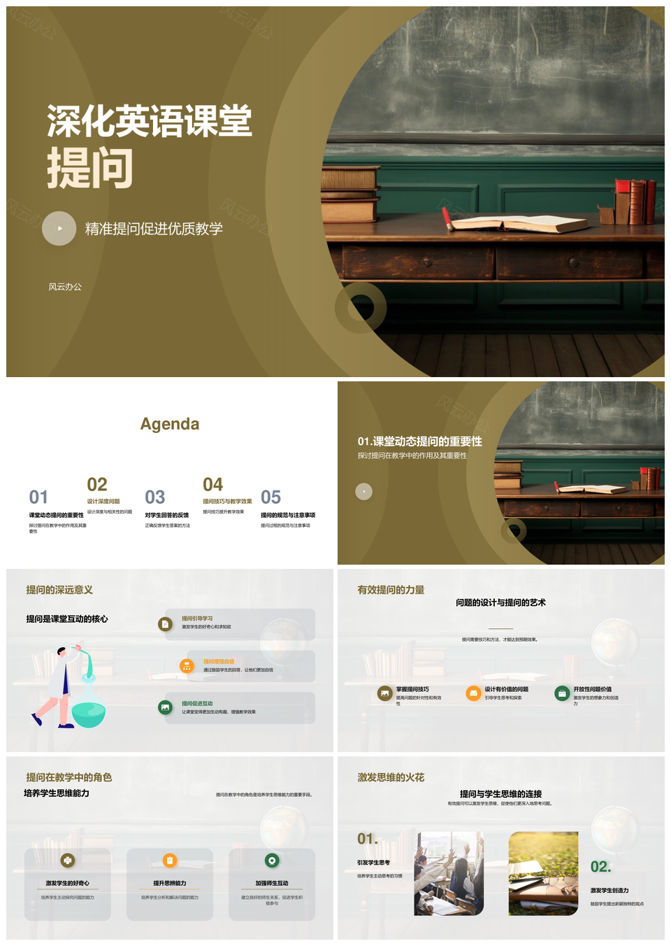 英语课堂提问技巧优化思维互动教学PPT模板