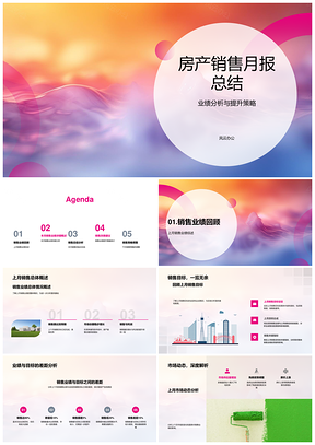 房产销售月报业绩总结分析提升策略目标市场动态PPT模板