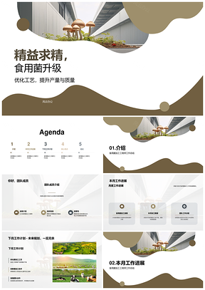 工程师团队月度总结蘑菇加工效率提升PPT模板