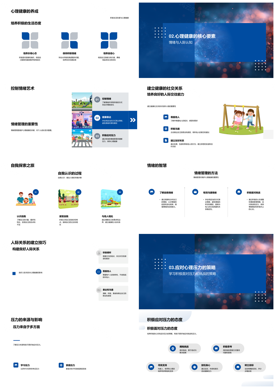 心理健康课堂素质成长应对关系家校共育PPT模板