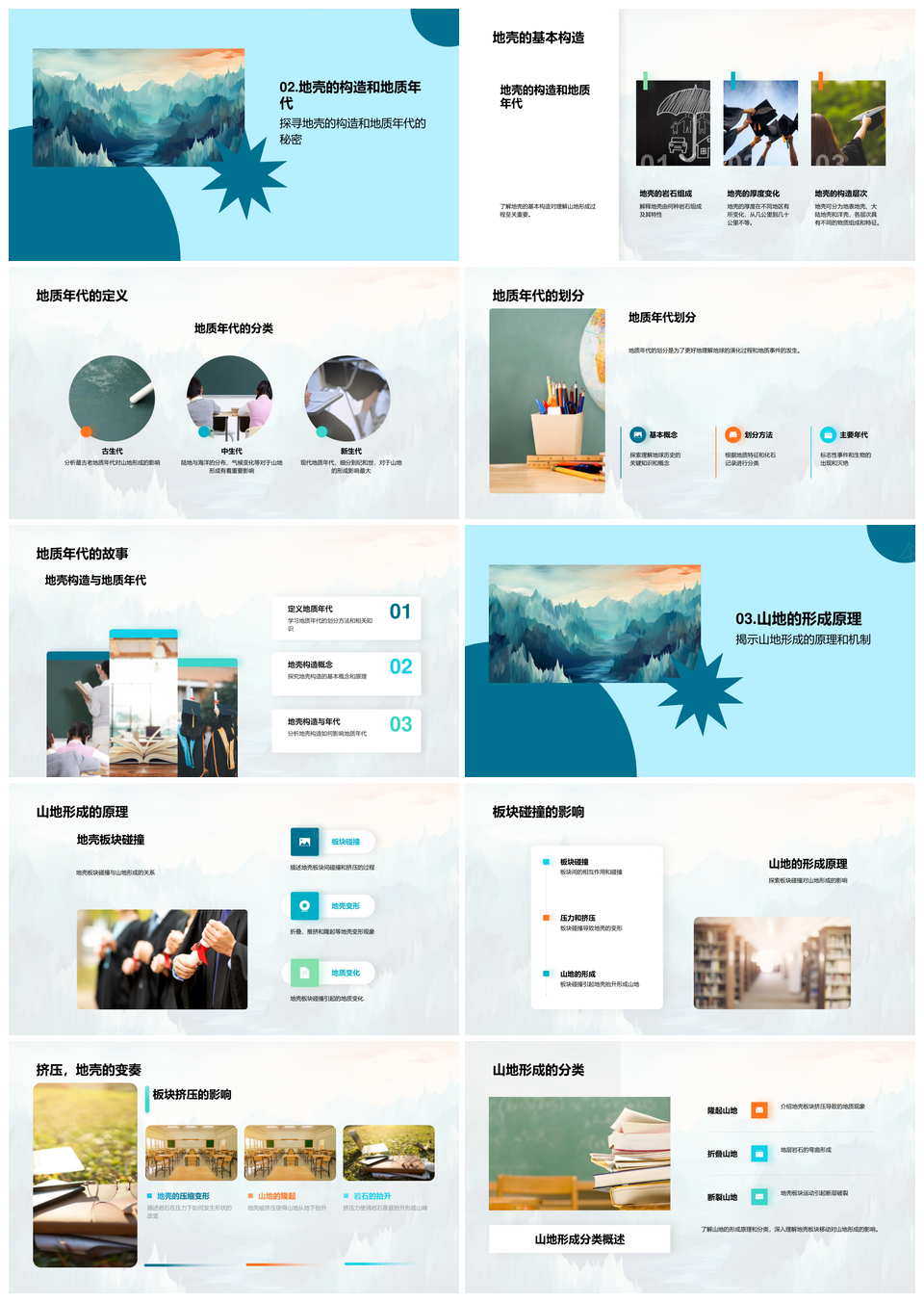 板块构造碰撞驱动山地形成原理PPT模板