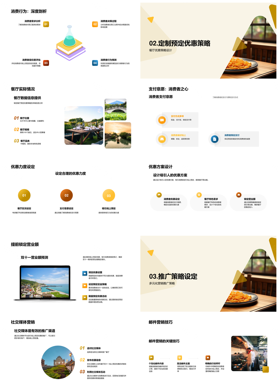 双十一餐厅线上预定优惠策略营销推广PPT模板
