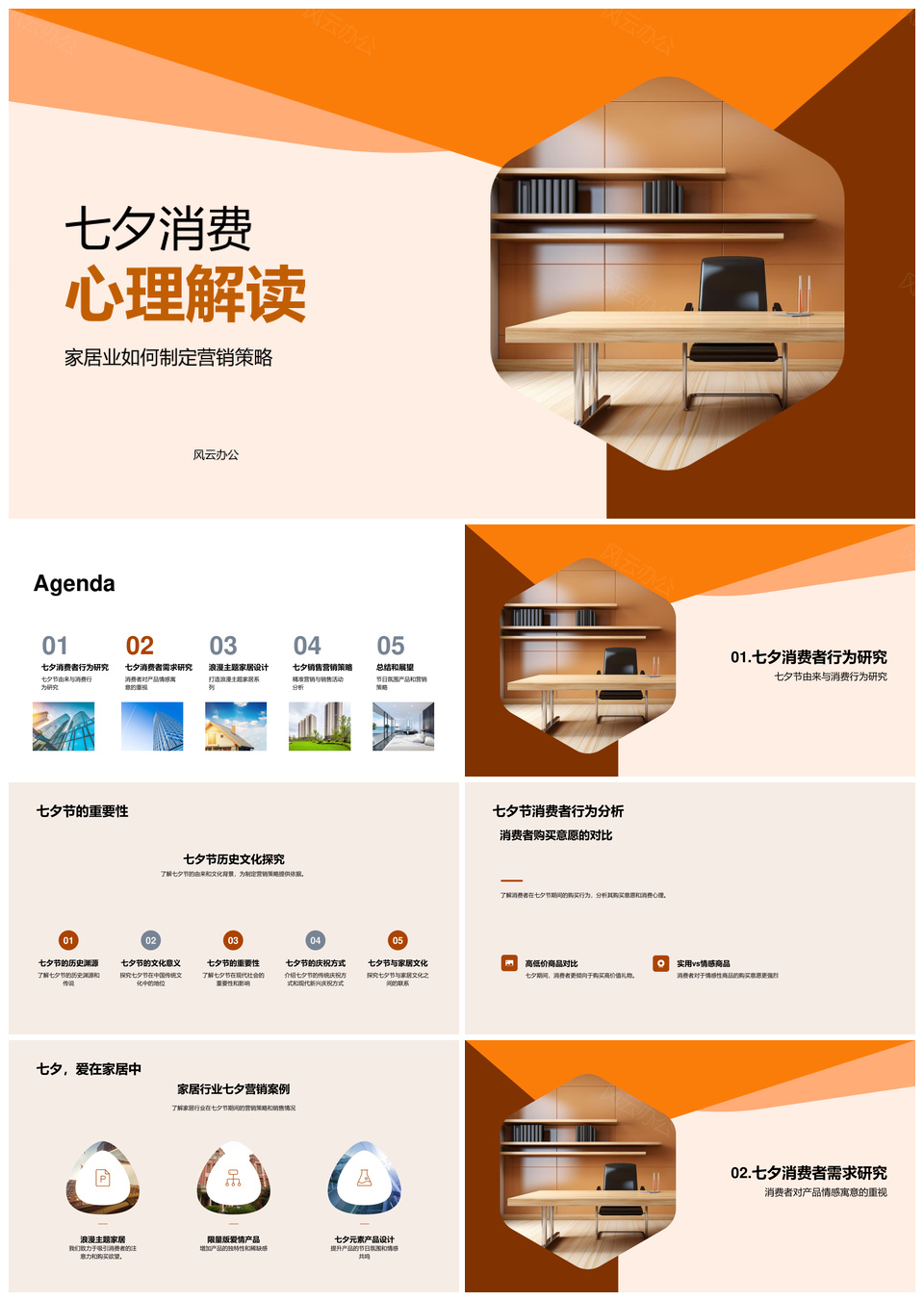 七夕家居消费心理与浪漫主题营销探析PPT模板