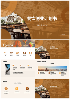 复古餐饮创业计划书资金支持目标市场趋势增长PPT模板