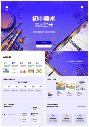 初中美术素质提升艺术流派与生活品质PPT模板