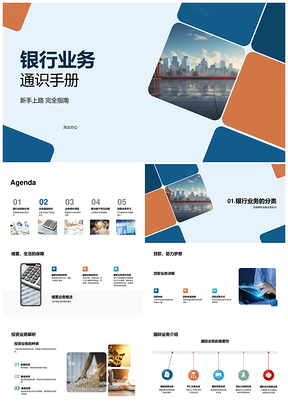 银行新手储蓄贷款投资国际信用卡业务通识PPT模板