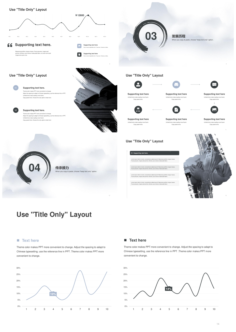 灰韵中式简约水墨山水花鸟培训课件