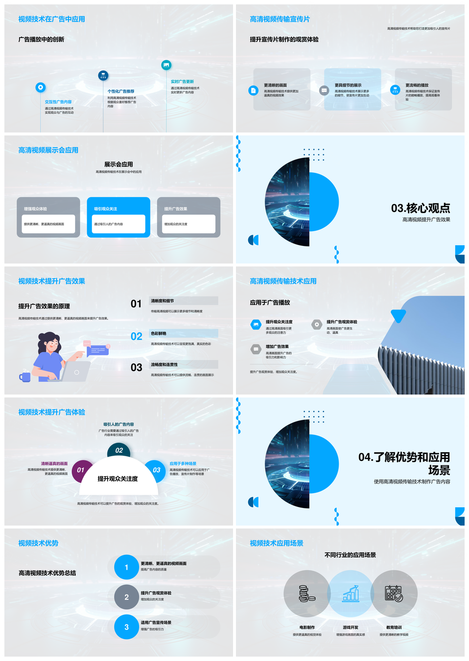 高清视频技术革新广告内容应用体验PPT模板