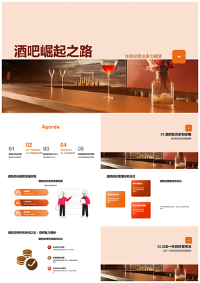 酒吧经理团队服务业绩年终总结PPT模板