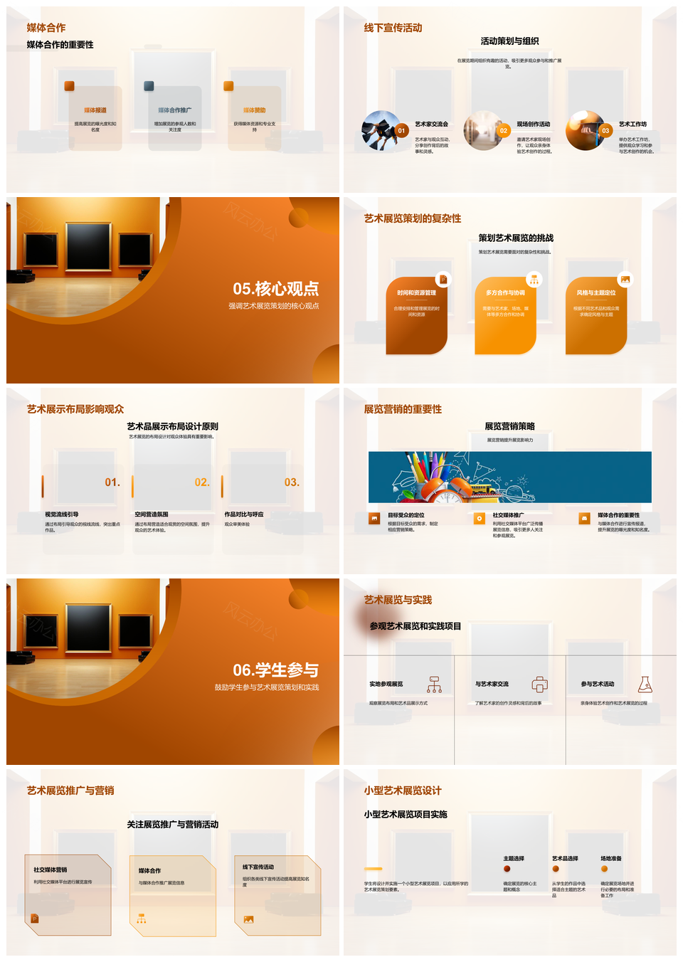 艺术展览策划要素流程设计原则与营销PPT模板