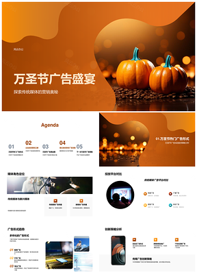 万圣节广告传统媒体策略主流形式效果口碑商业价值媒体影响南瓜灯PPT模板