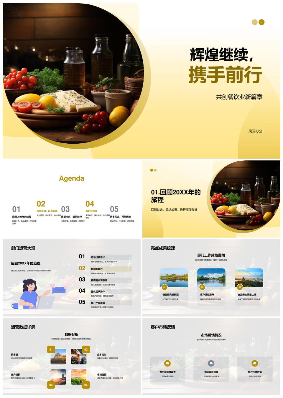 2025餐饮年终总结趋势质控安全团队共建美食辉煌PPT模板