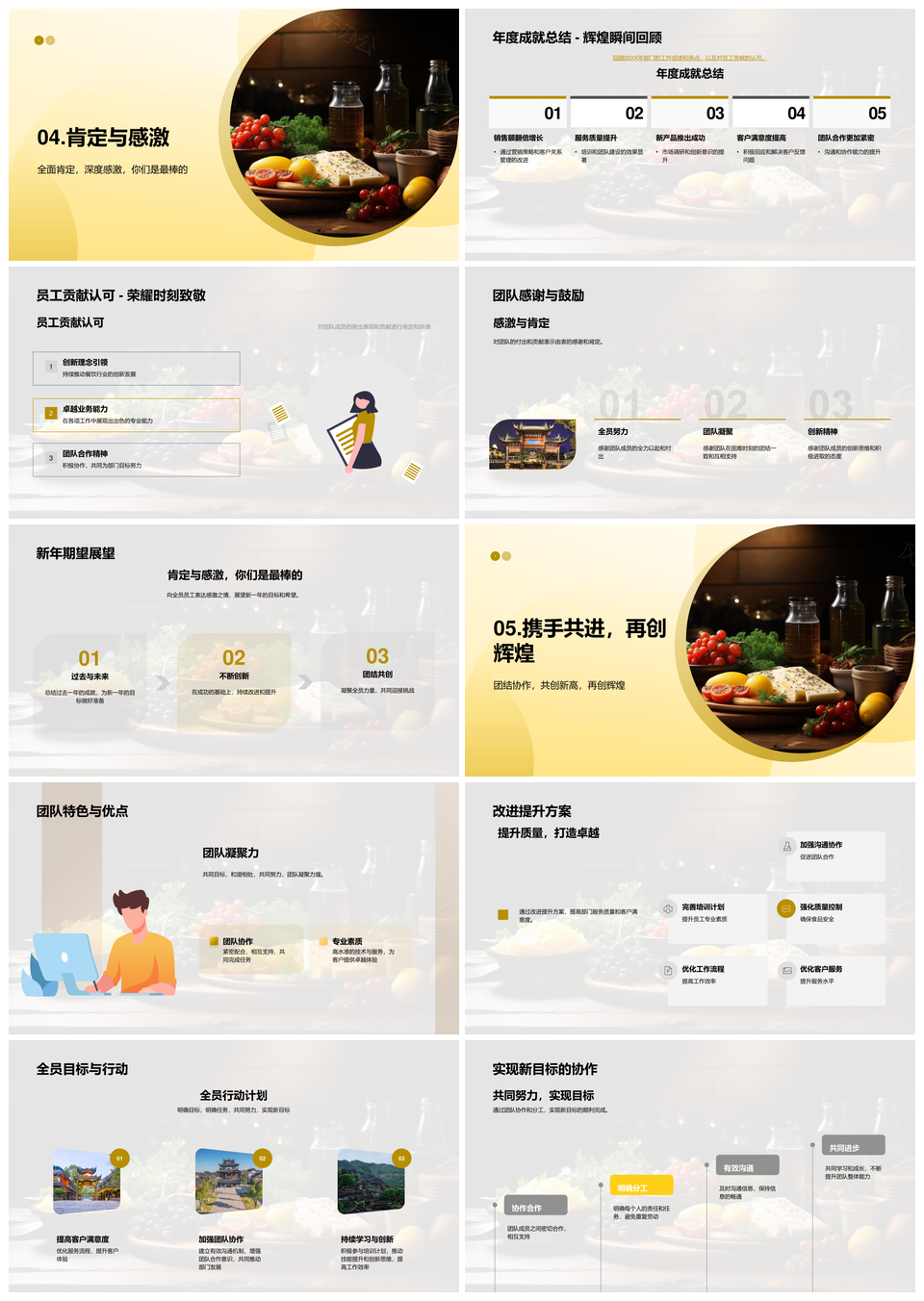 2025餐饮年终总结趋势质控安全团队共建美食辉煌PPT模板