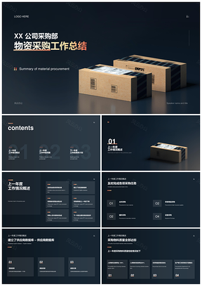 深橙色商务物资物流采购年终工作总结PPT模板