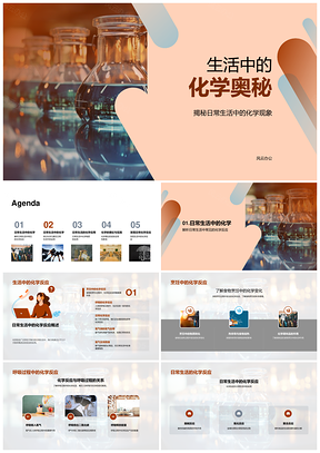 生活化学反应元素烹饪呼吸氢氧盐烧瓶PPT模板
