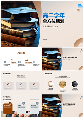 高二学术课程考试大学申请个人成长规划PPT模板
