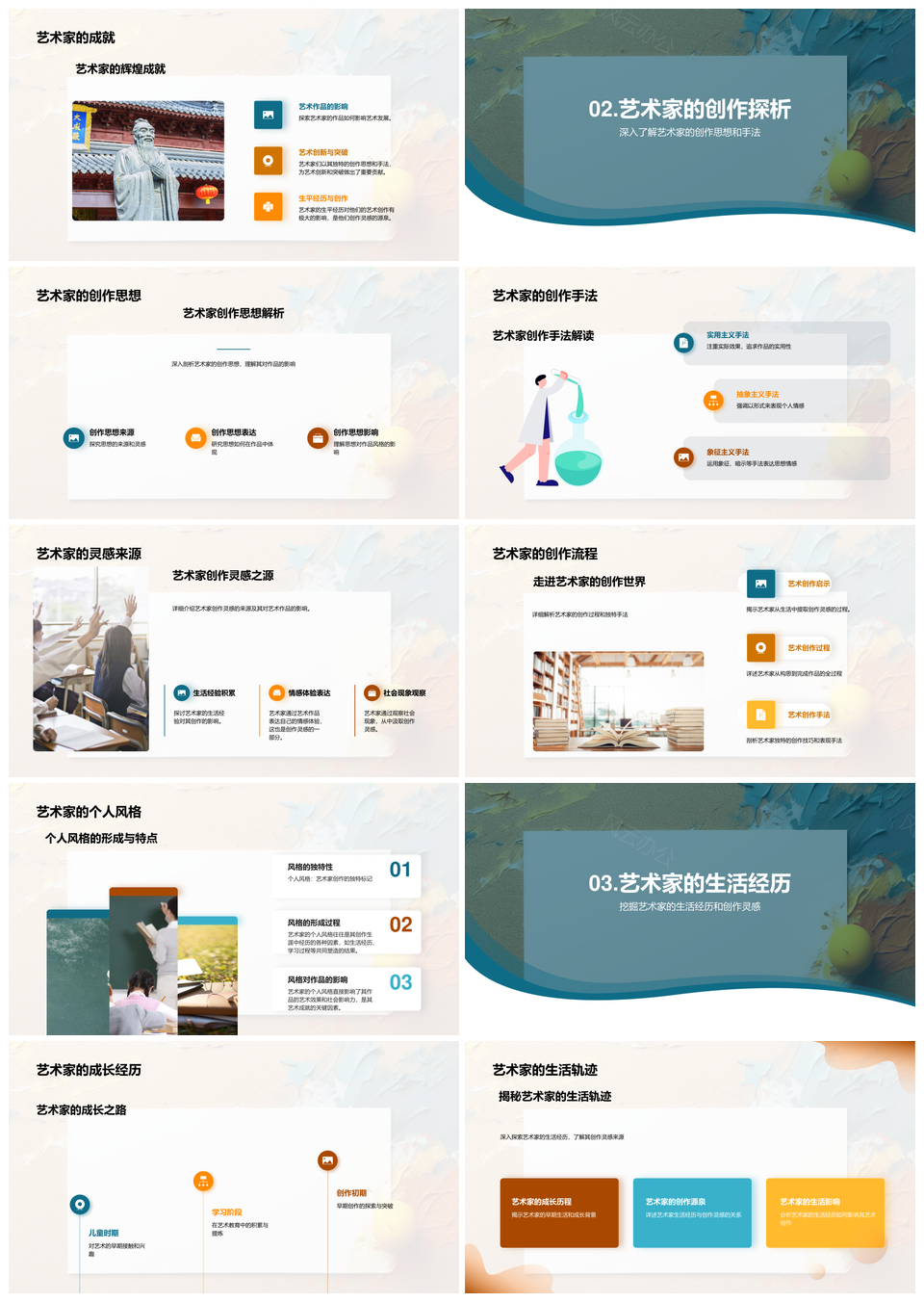 艺术家创作思想手法艺术成就灵感探源PPT模板