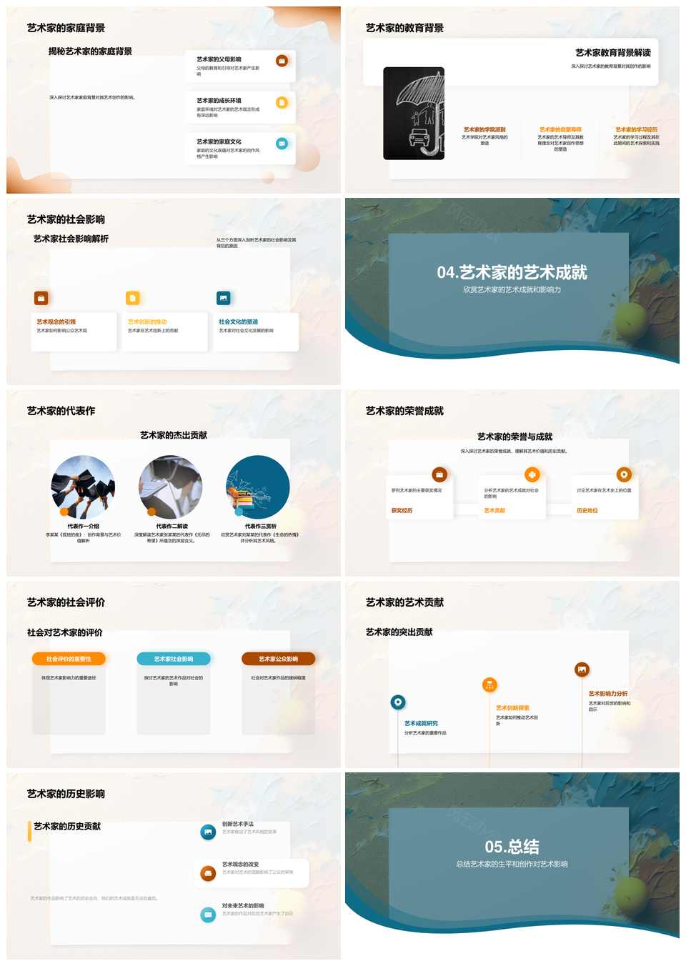 艺术家创作思想手法艺术成就灵感探源PPT模板