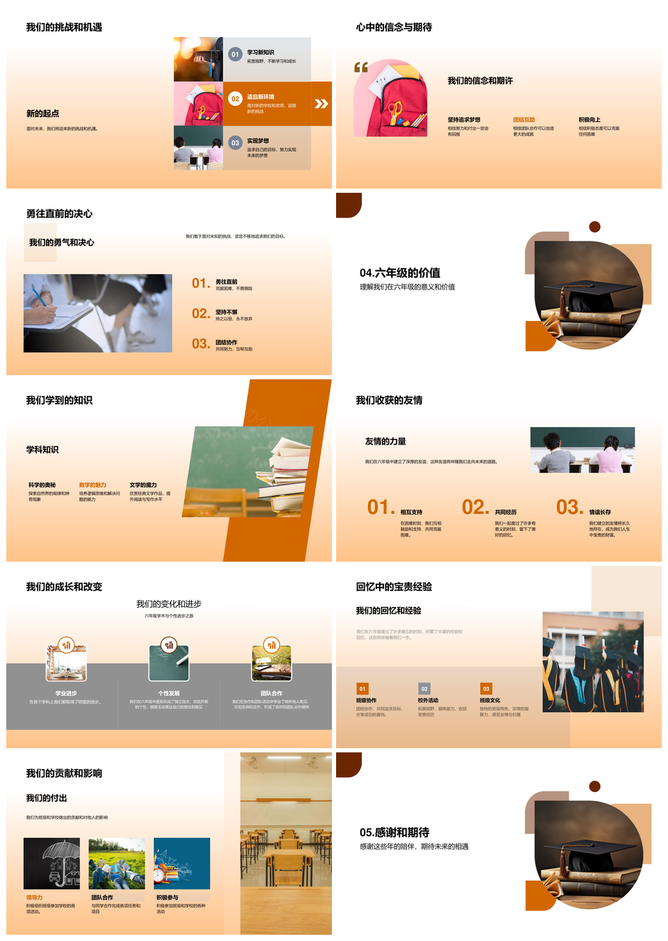 六年级毕业典礼见证成长教育篇章PPT模板