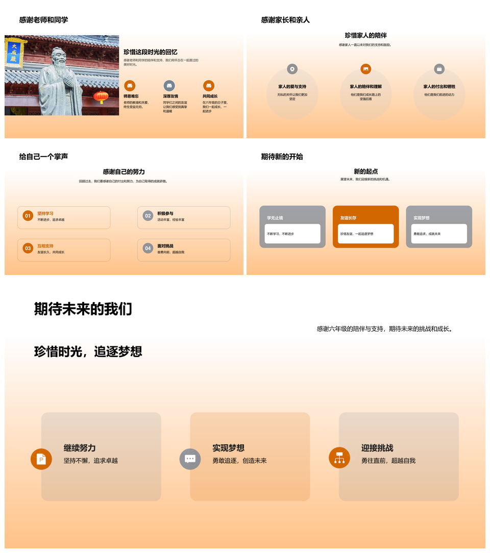 六年级毕业典礼见证成长教育篇章PPT模板