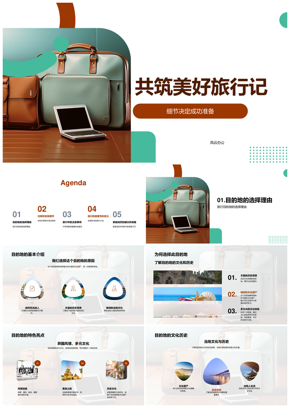家庭旅行文化历史健康安全行程计划PPT模板