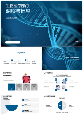 生物医疗部门半年总结析策计划目标能力提升PPT模板