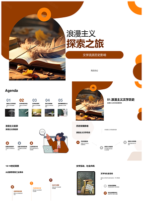 浪漫主义18-19世纪文学歌德雪莱浮士德书PPT模板