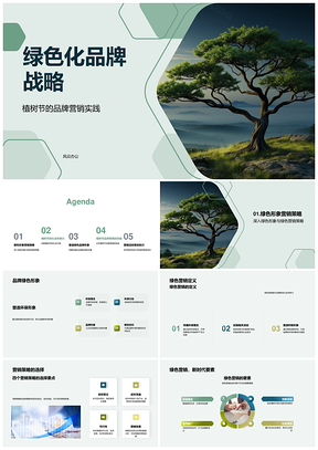 绿色品牌战略植树节环保营销PPT模板
