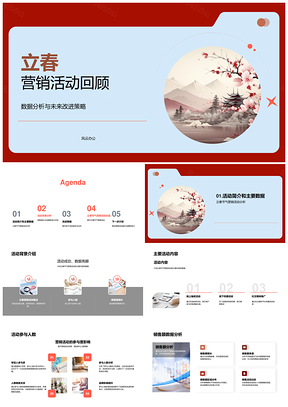 立春营销数据分析改进策略促销售增品牌线下合作影院樱花树PPT模板