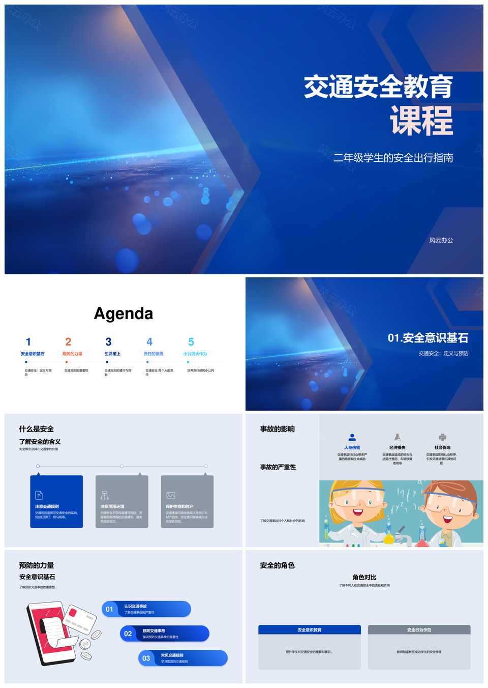 2025二年级学生交通安全教育规则责任出行指南PPT模板