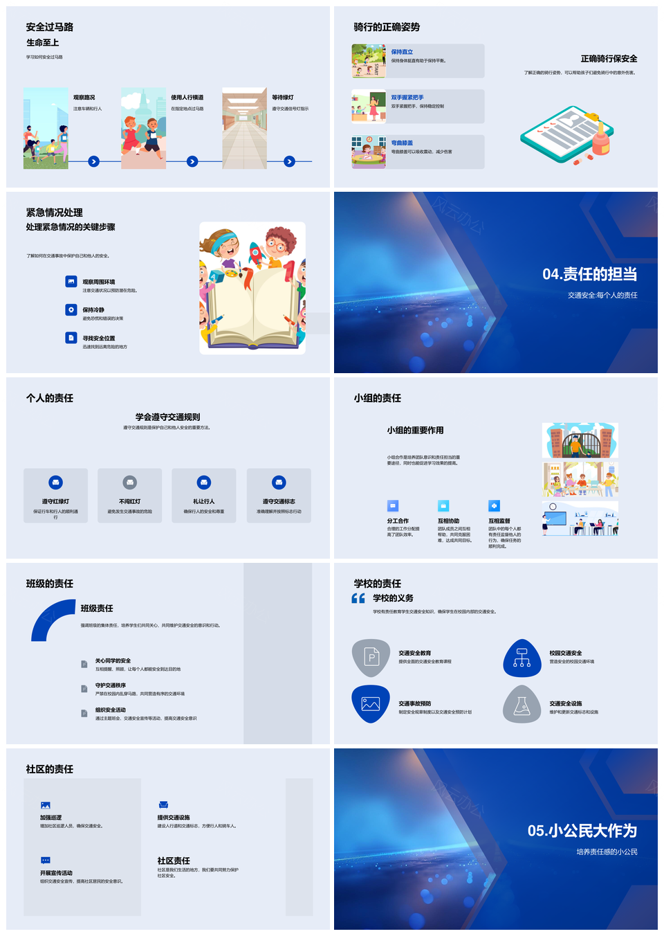 2025二年级学生交通安全教育规则责任出行指南PPT模板