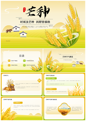 2025芒种夏收气温升雨丰农长民俗祈雨送花庆丰收文化PPT模板