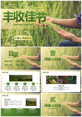 简约实景农民丰收工作汇报PPT模板