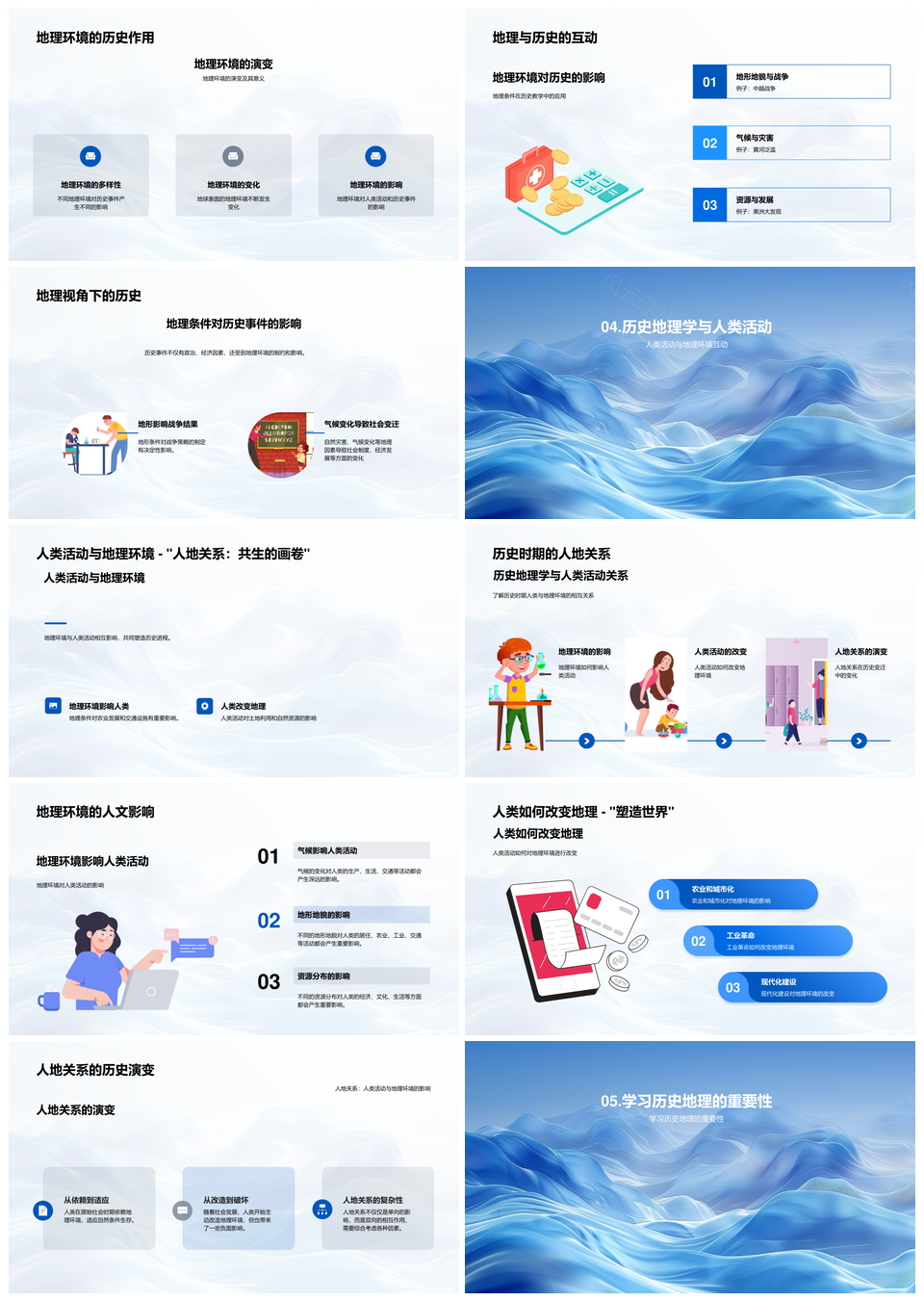 历史地理人地关系地图田野教学研究PPT模板