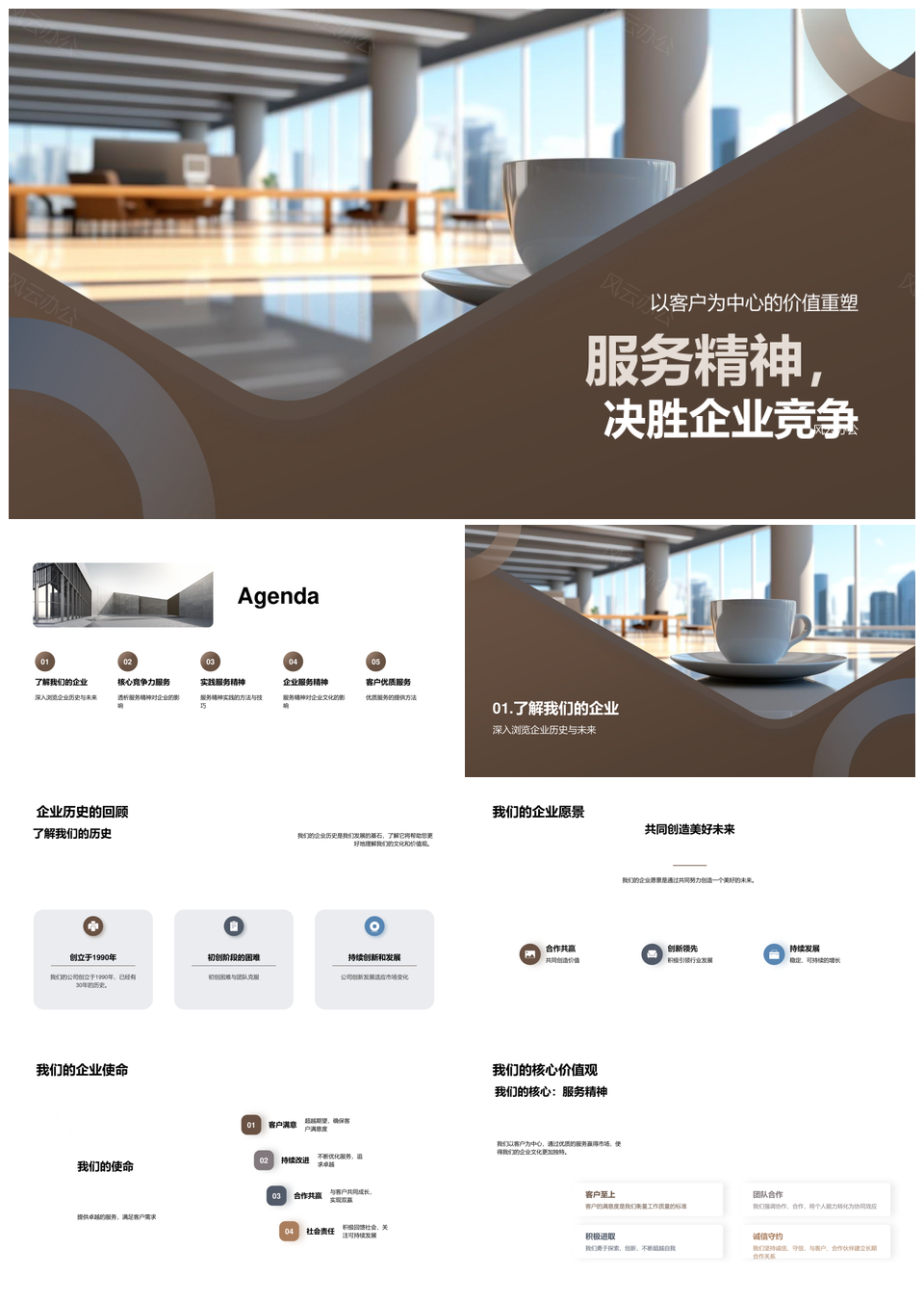 服务精神决胜企业竞争客户为本价值文化重塑PPT模板