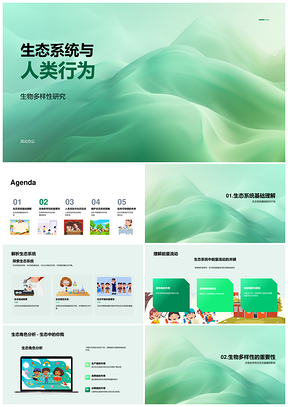 人类工农业影响生态系统能量链网生物多样性PPT模板