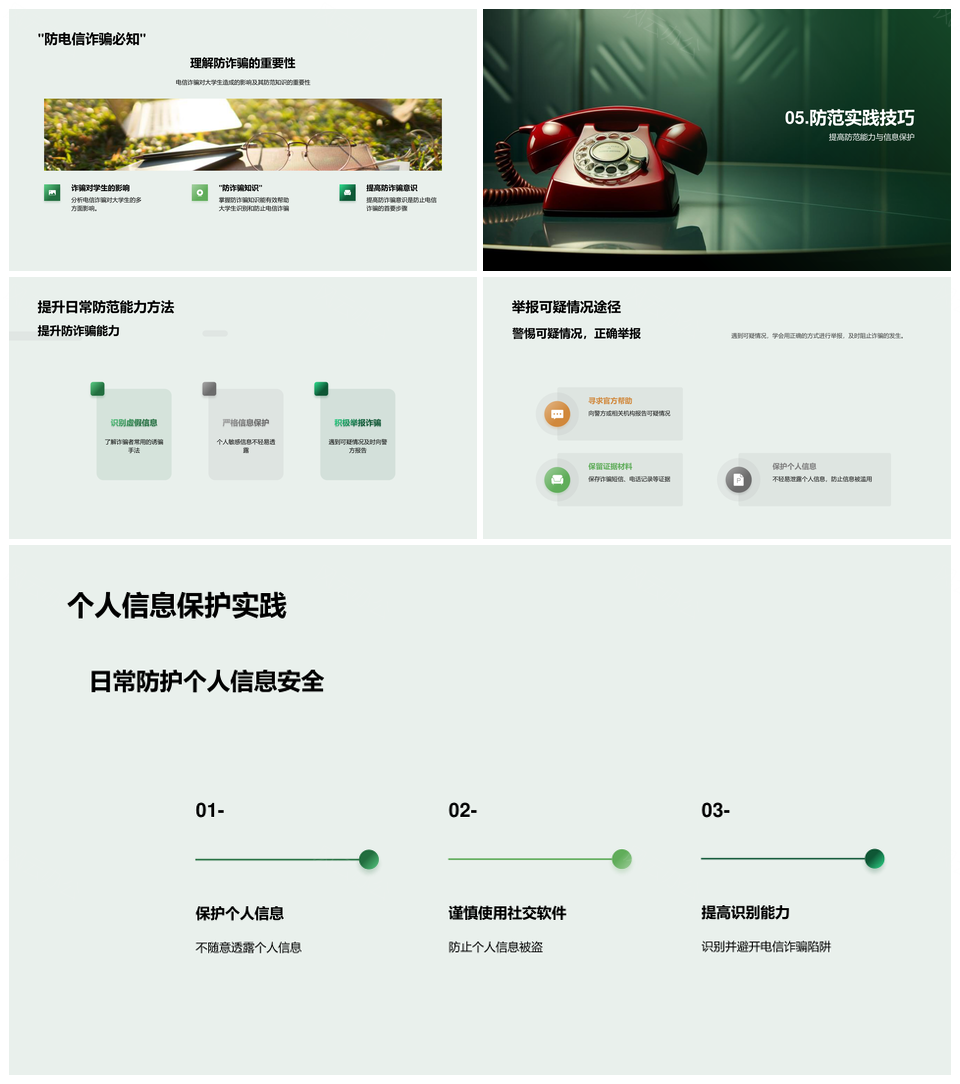 大学生电信诈骗防范方法知识培训PPT模板