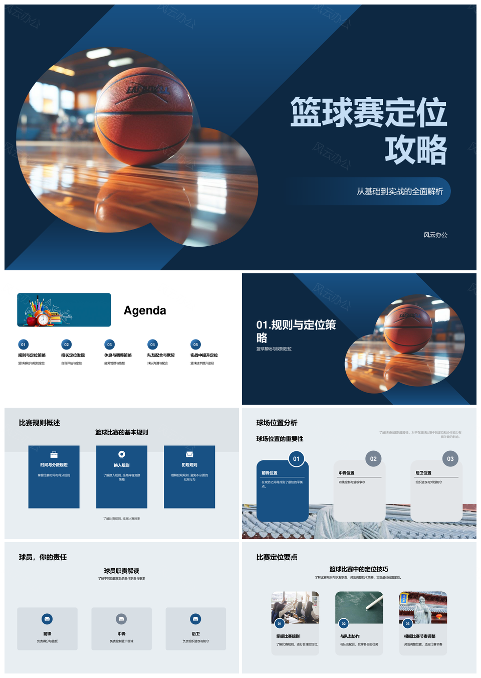 高三体育课篮球赛定位基础实战攻略PPT模板