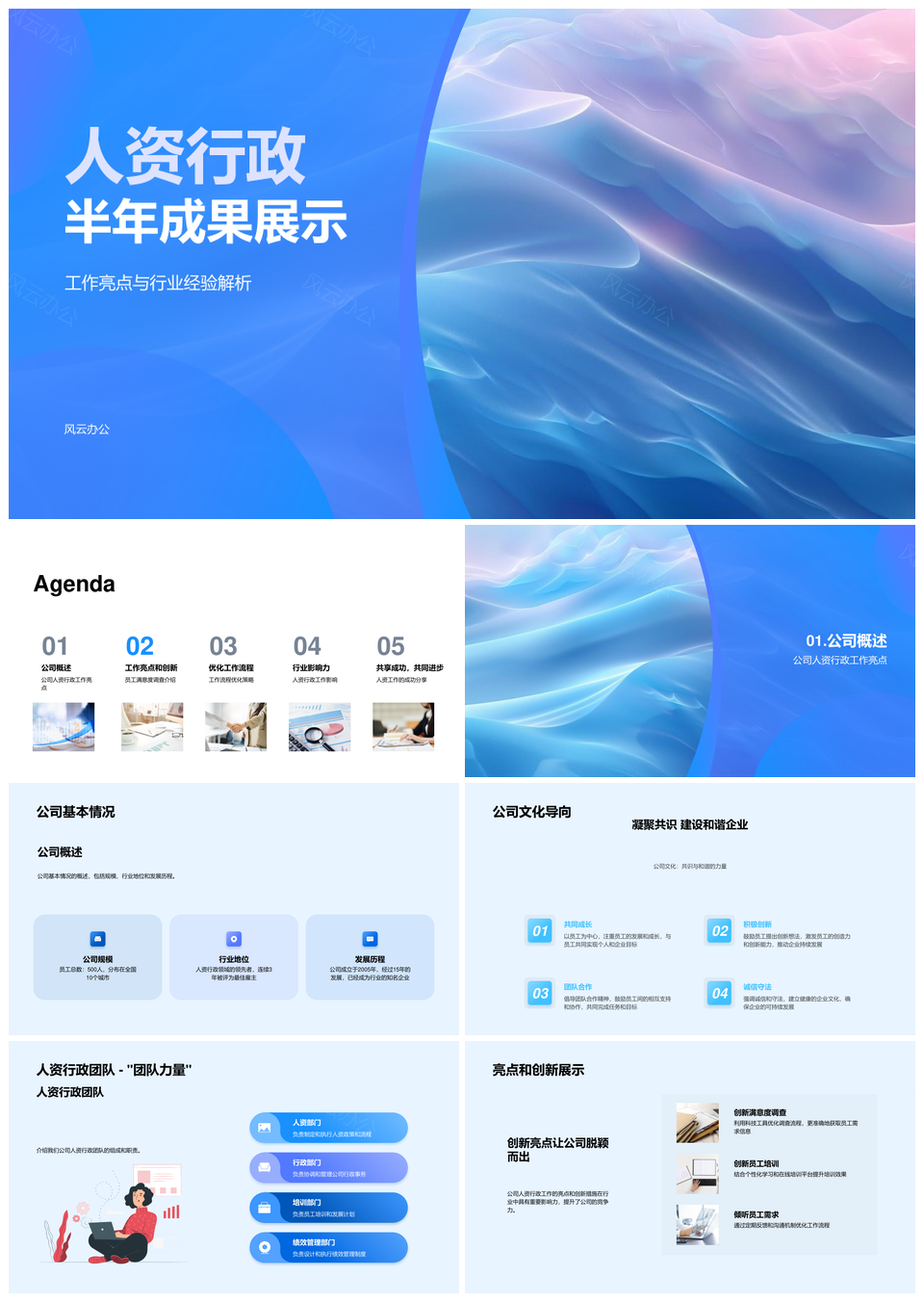 人资行政半年绩效优化培训文化团队成果PPT模板