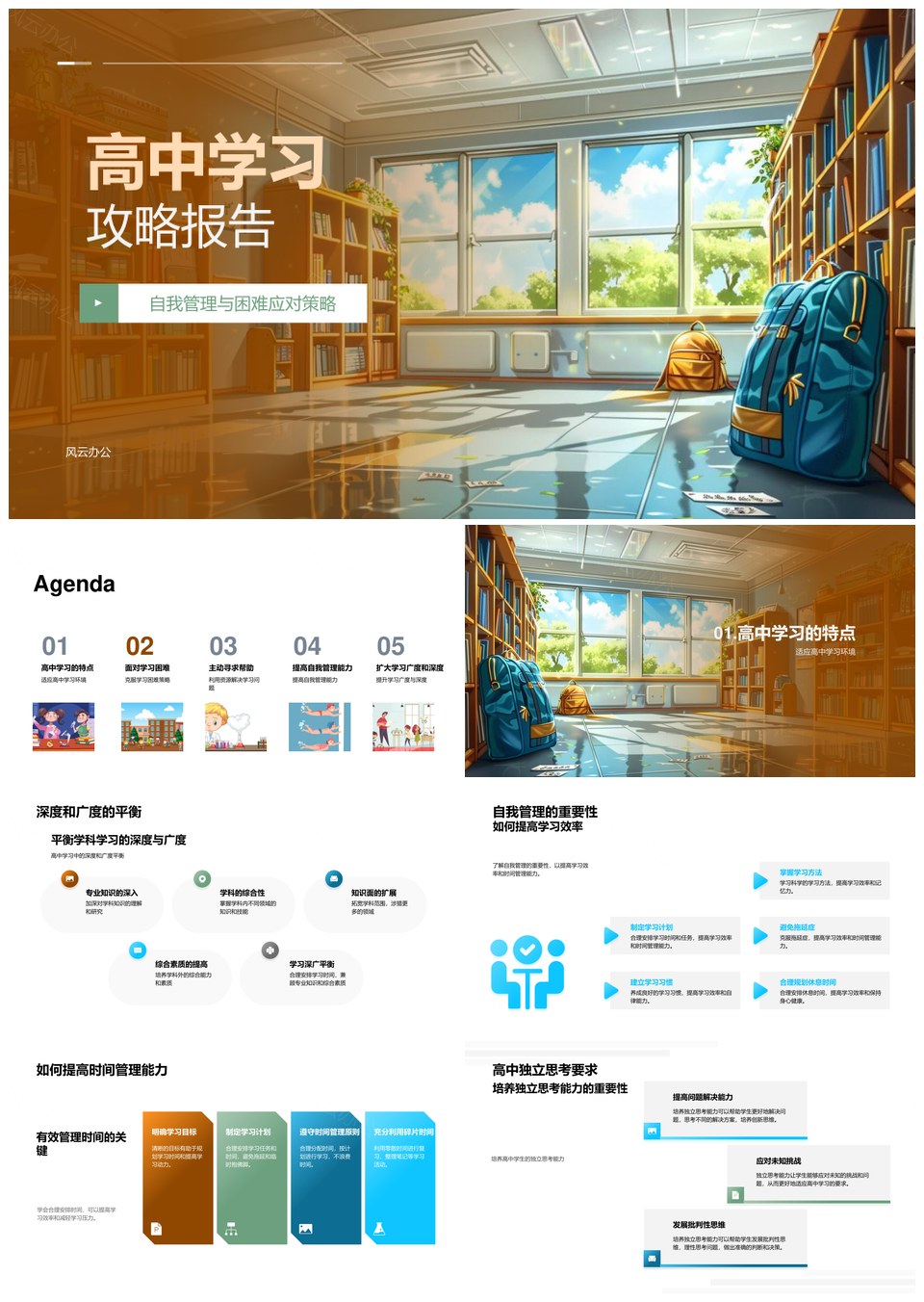 高中学习攻略自我管理困难应对策略PPT模板