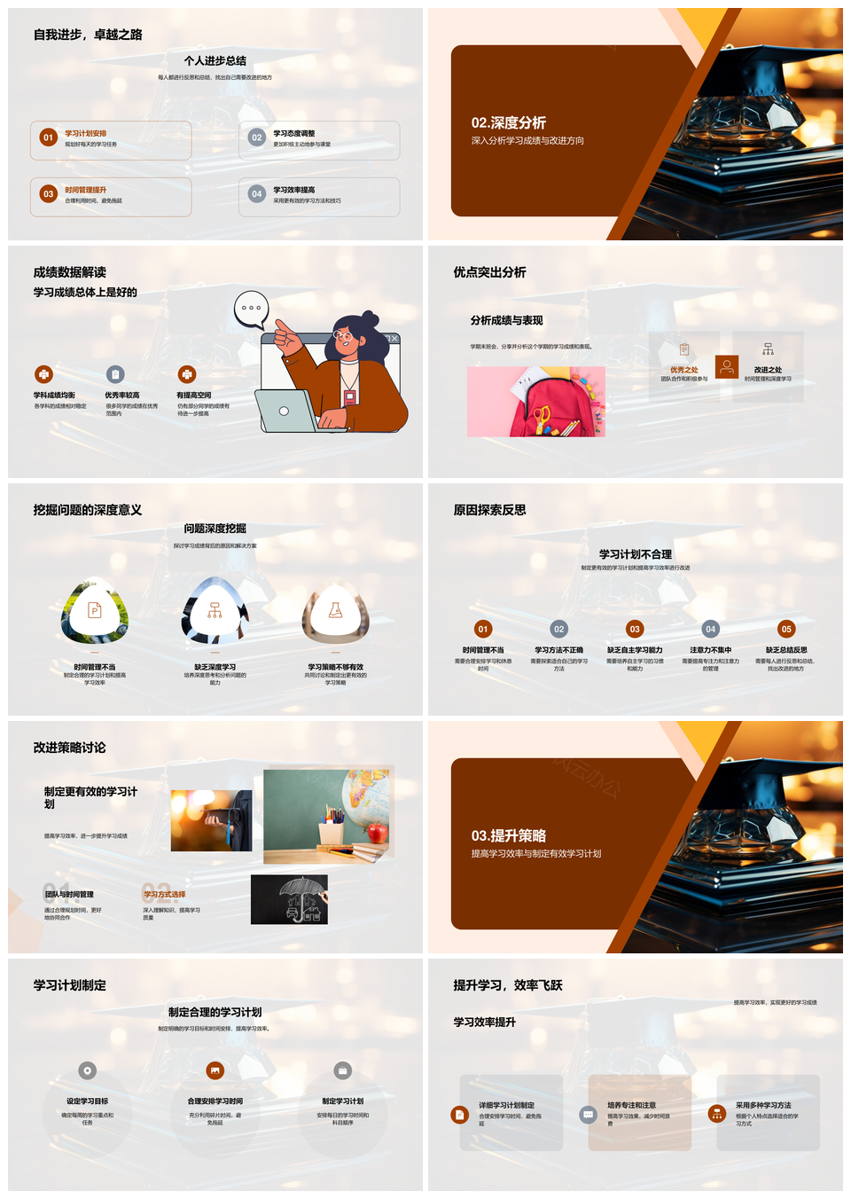 2025学期成绩反思改进高效学习策略PPT模板