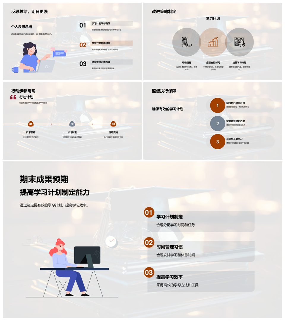 2025学期成绩反思改进高效学习策略PPT模板