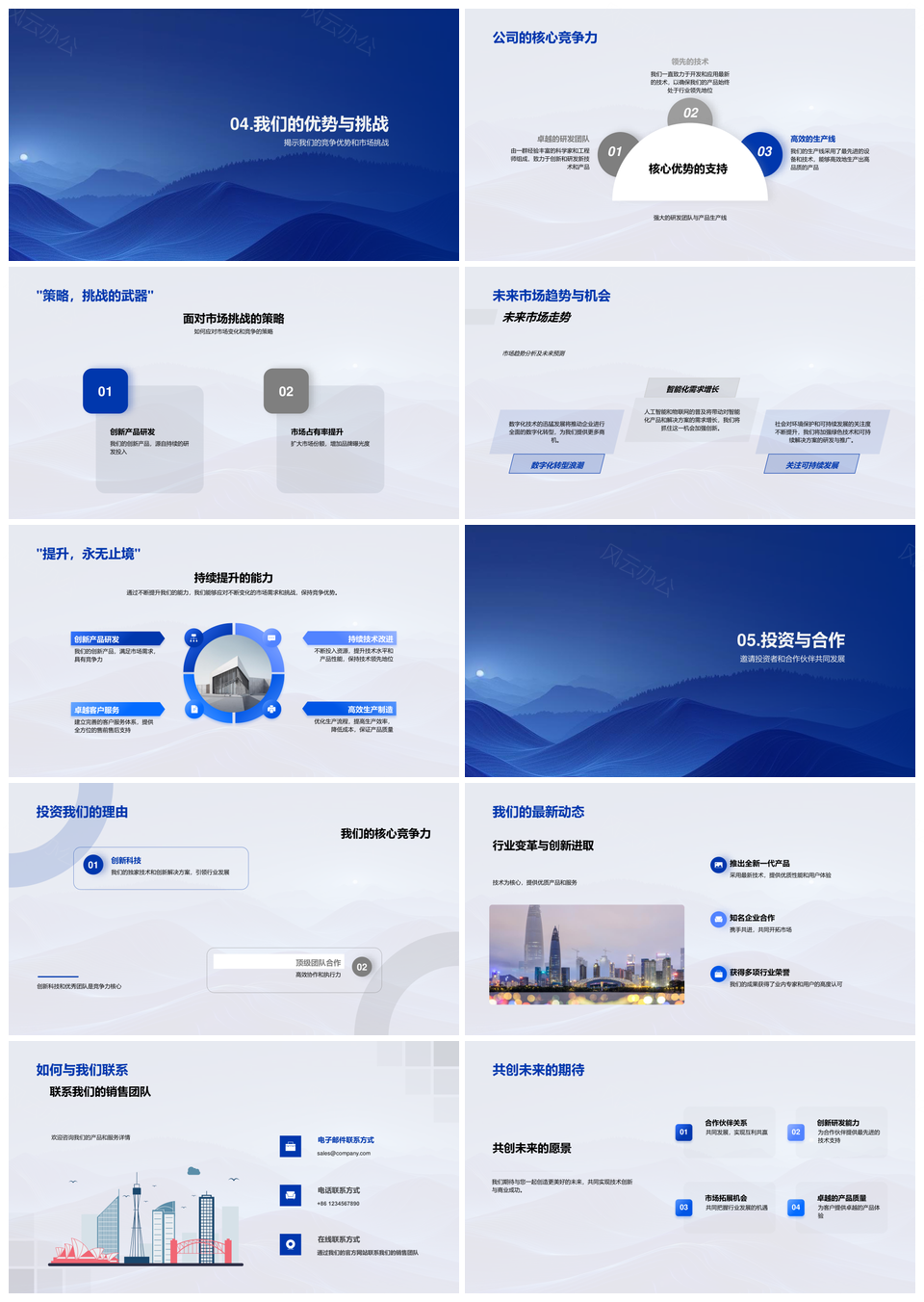 科技驱动企业历程核心业务市场挑战团队协作未来规划PPT模板
