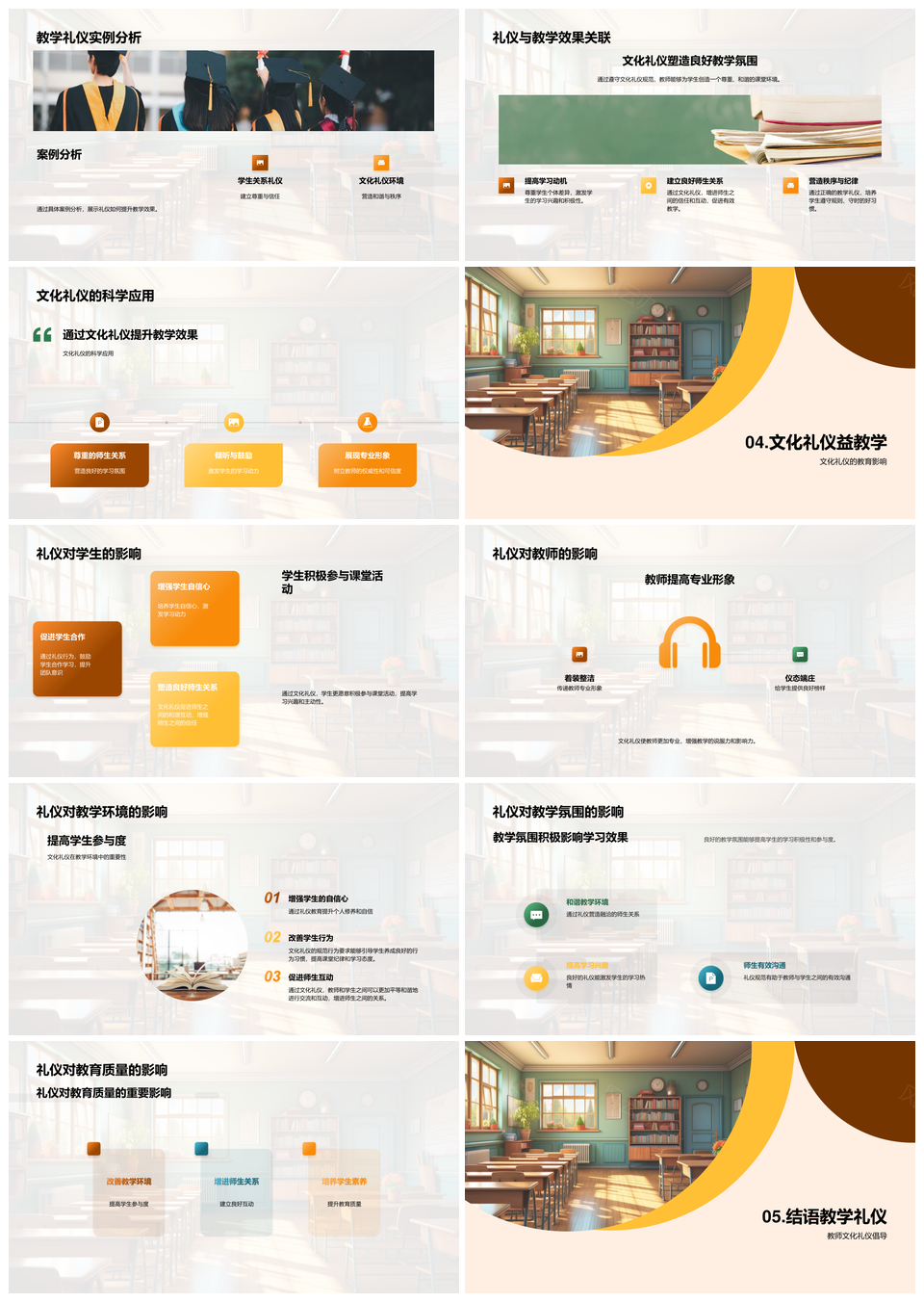 课堂礼仪优化教学师生共建优质教育PPT模板