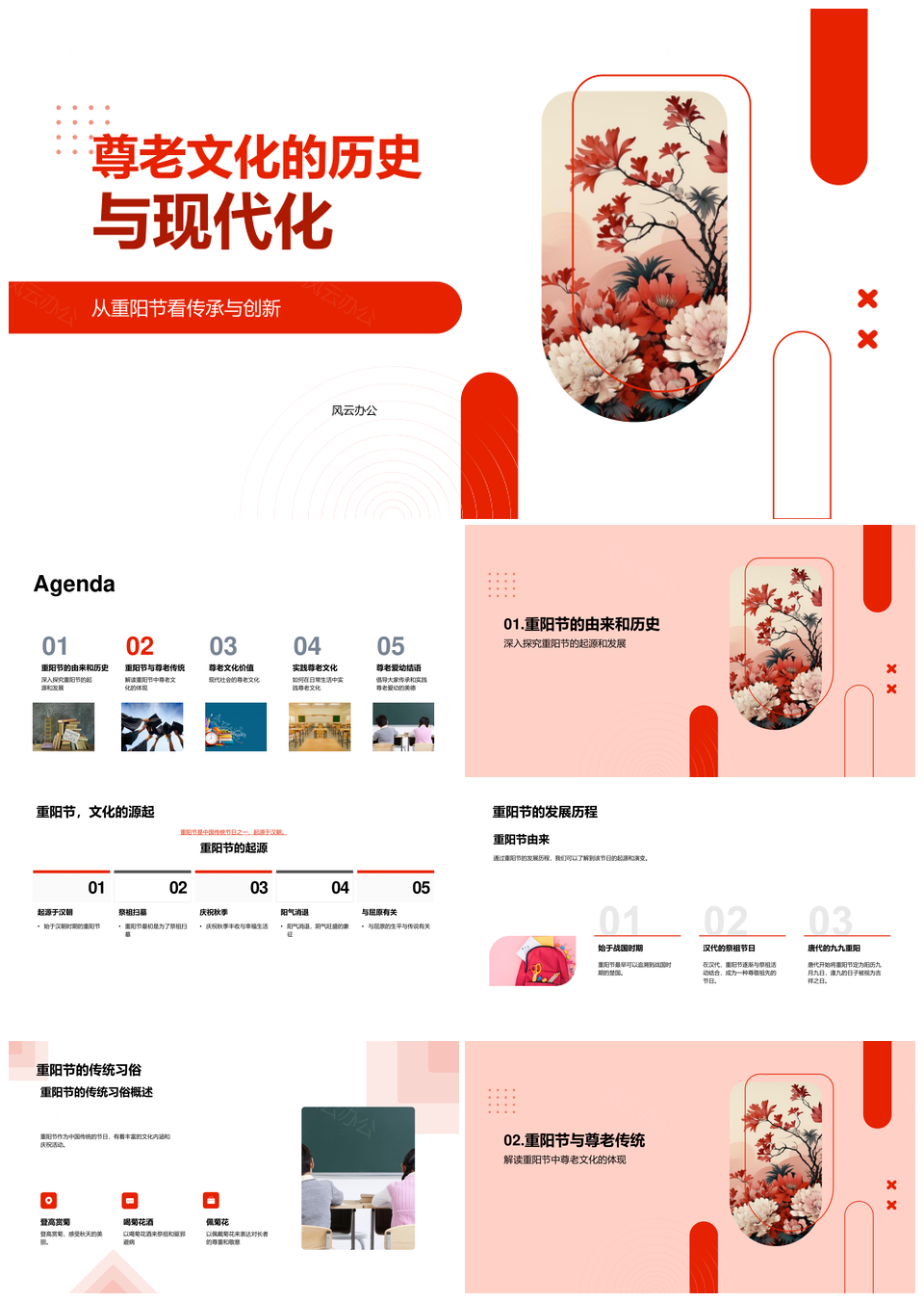 重阳尊老文化历史承续与现代化实践PPT模板