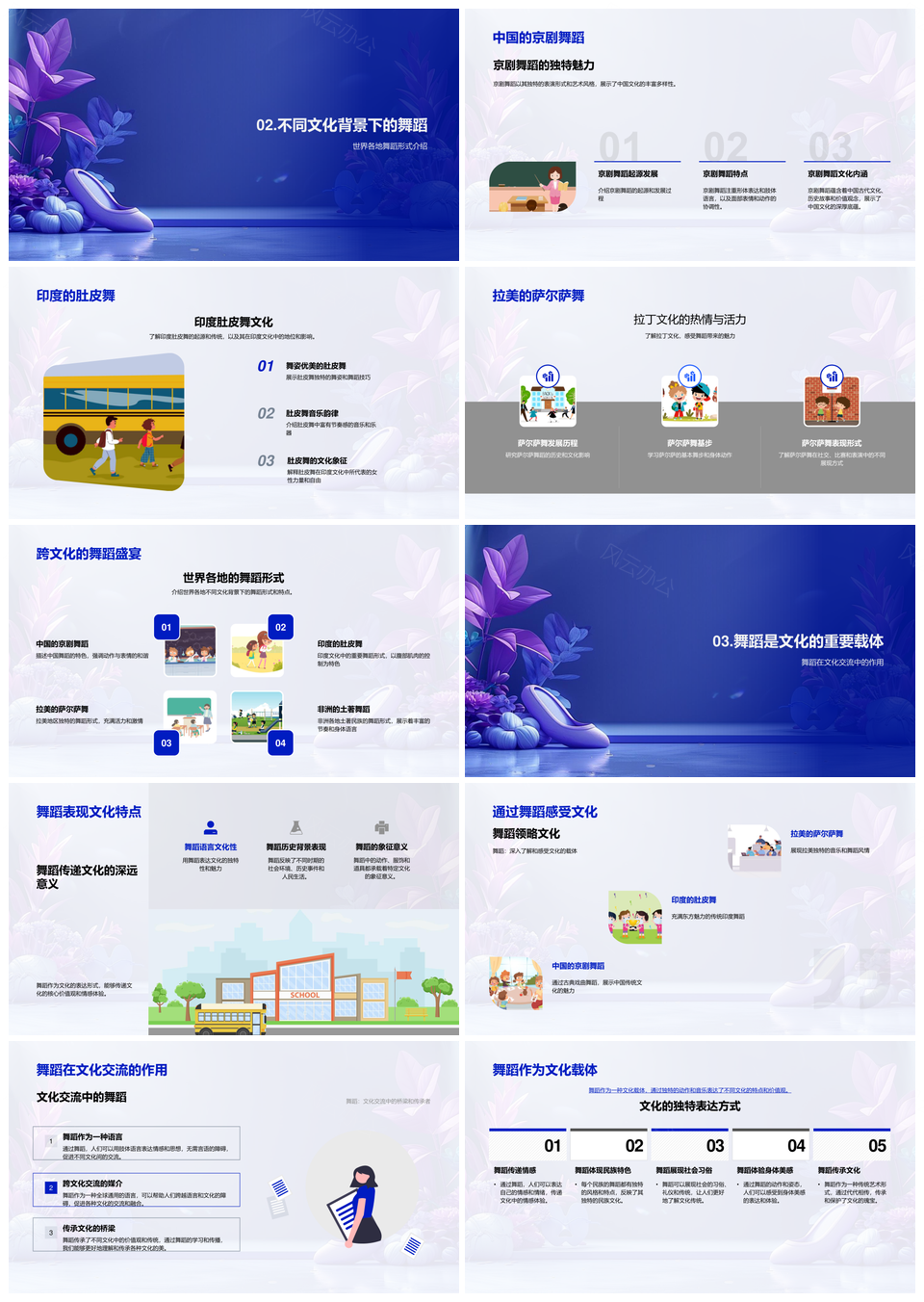 舞蹈文化元素京剧肚皮萨尔萨价值观交流PPT模板